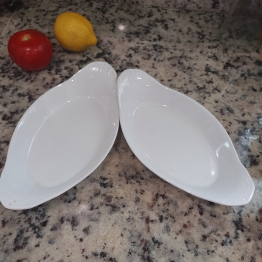 White Ceramic Baking Dish Set of 2