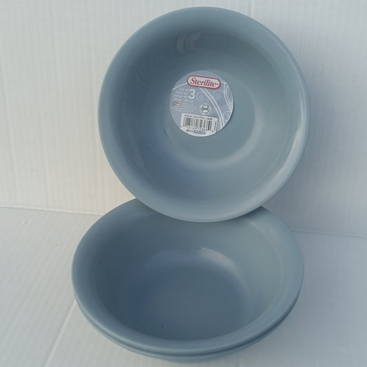 Lite Blue 3pc Sterilite Microwave Safe Soup & Salad Food Bowls 20 Oz Plastic